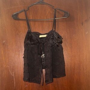 Mustard Seed Black Lace-Trim Cami